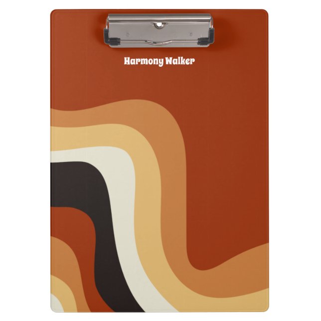 Retro 70s Orange Groovy Hippie Personalised Clipboard (Front)