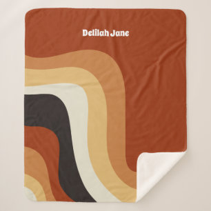 Retro 70s Orange Groovy Hippie Personalized Sherpa Blanket
