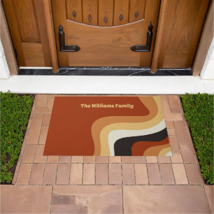 Retro 70s Orange Personalised Hippie Home Doormat
