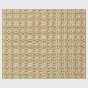 Retro 70s Orange Yellow Daisy Flowers Boho Pattern Wrapping Paper