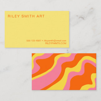 Retro 70s Orange Yellow Pink Colourful Abstract Business Card