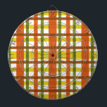 Retro 70s Orange Yellow Plaid Dartboard<br><div class="desc">This funky, original 70s-inspired design is made to look like groovy 1970s or late 1960s vintage plaid in shades of orange, gold yellow, moss green and red-brown on white. The seamless chequered pattern is slightly distressed so it looks like it has been painted on. This is a cool, old school...</div>