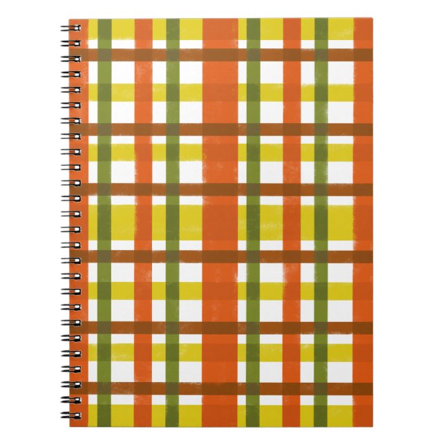 Retro 70s Orange Yellow Plaid Notebook (Front)