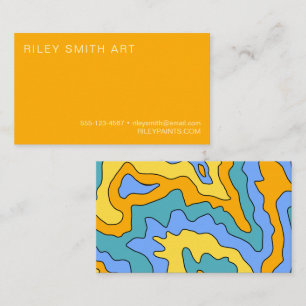 Retro 70s Orange Yellow Unique Colourful Abstract Business Card