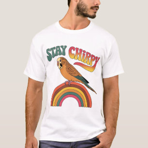 Retro 70s Parakeet Design Stay Chirpy Vintage Bi T-Shirt