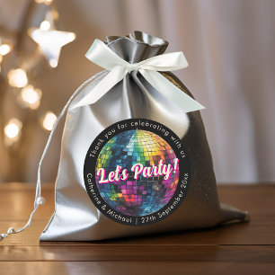 Retro 70's Party Disco Ball Sparkle Glam Wedding  Classic Round Sticker