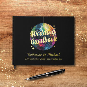 Retro 70's Party Disco Ball Sparkle Glam Wedding  Guest Book