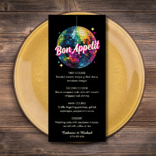 Retro 70's Party Disco Ball Sparkle Glam Wedding Menu