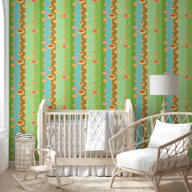 Retro 70s pastel brights sun grass and sky  wallpaper (Kids)