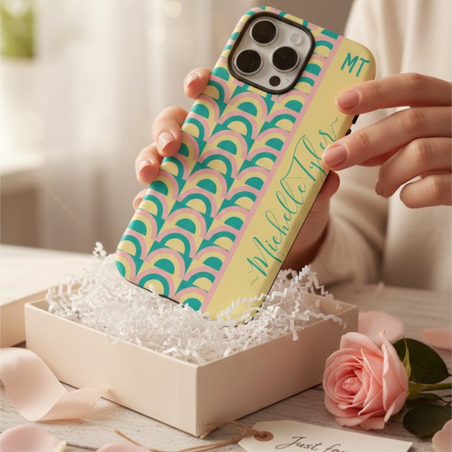 Retro 70s Pastel Groovy Geometric Personalised Case-Mate iPhone Case (Creator Uploaded)
