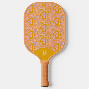 Retro 70's Pastel Yellow Monogram Topography Pickleball Paddle