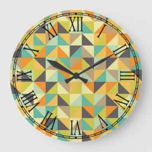Retro 70s Pattern Large Clock