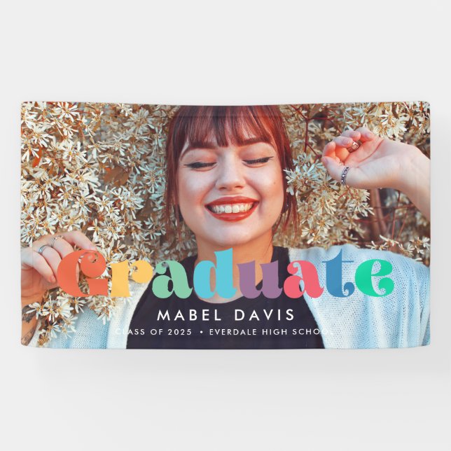 Retro 70s Photo graduation celebration Graduate Banner (Horizontal)