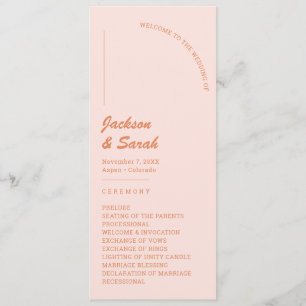 Retro 70s Pink and Orange Wedding Programme