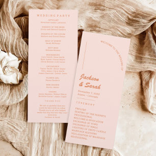 Retro 70s Pink and Orange Wedding Programme