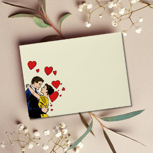 Retro 70's Pop Art Comic Book Romantic Fun Wedding Envelope