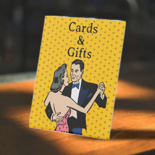 Retro 70's Pop Art Comic Book Romantic Wedding Pedestal Sign