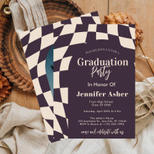 Retro 70s Purple Chequered Arch Photo Graduation