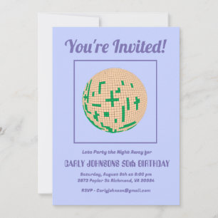 Retro 70s Purple Green Yellow Disco 50th Birthday Invitation