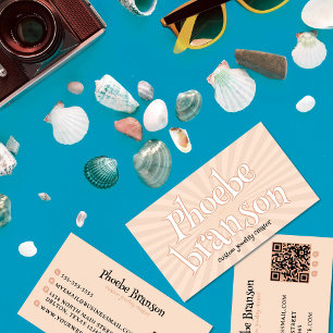 Retro 70's Radial Burst Groovy Typography Business Card