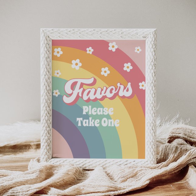 Retro 70s Rainbow Daisy Birthday Favours Sign (Creator Uploaded)