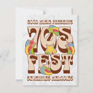 Retro 70s Rainbow Star Music Festival Holiday Card