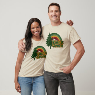 Retro 70s Rainbow, Think Green T-Shirt