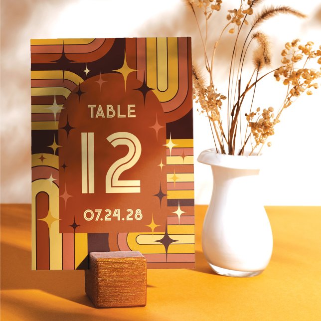 Retro 70's Rainbow Wedding Table Number (Creator Uploaded)