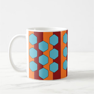 Retro 70s Red Orange Teal Pattern Coffee Mug