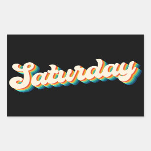 Retro 70s Saturday Weekend Disco Party Logo Rectangular Sticker