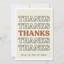 Retro 70s Stacked Typography Thank You Card - Mini