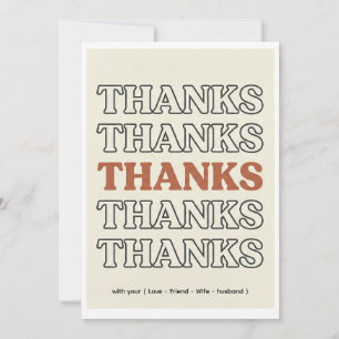 Retro 70s Stacked Typography Thank You Card - Mini