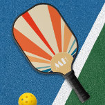 Retro 70s Starburst Sunrise Stripes Monogram  Pickleball Paddle<br><div class="desc">This design may be personalised in the area provided by changing the photo and/or text. Or it can be customised by clicking Personalise this Template and then choosing the click to customise further option and delete or change the colour of the background, add text, change the text colour or style,...</div>