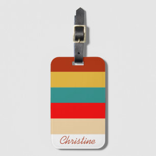 Retro 70s stripes multi colour luggage tag