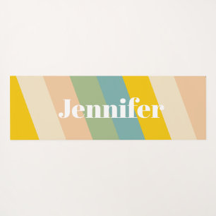 Retro 70s Stripes Personalised name Pastel  Yoga Mat