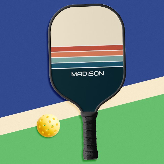 Retro 70s Stripes Personalised Pickleball Paddle (Creator Uploaded)