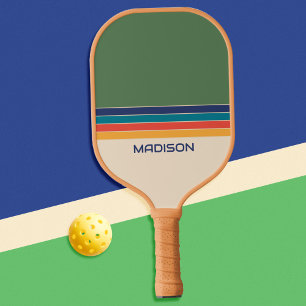 Retro 70s Stripes Personalized Pickleball Paddle