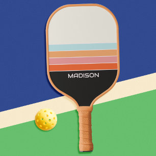 Retro 70s Stripes Personalized Pickleball Paddle
