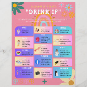 Retro 70's Style Bachelorette Party Drink If Game