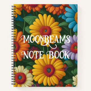 Retro 70s style colourful daisies notebook