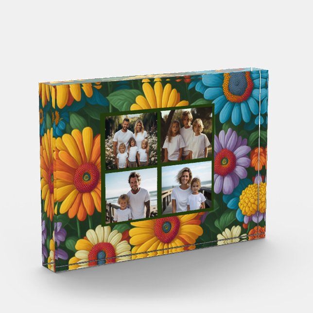 Retro 70s style colourful daisies photo template (Left)