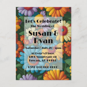 Retro 70s style colourful daisies  postcard