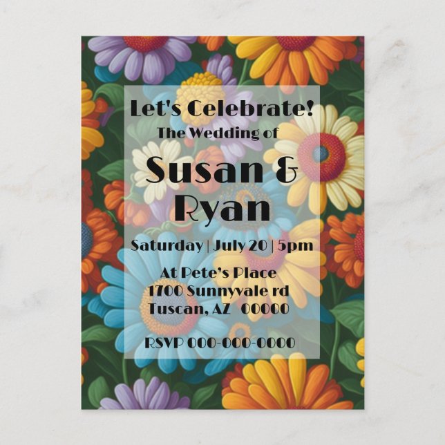 Retro 70s style colourful daisies  postcard (Front)