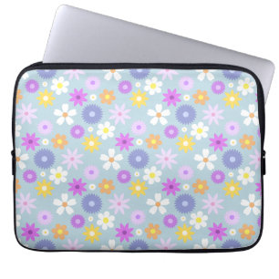 Retro 70s Style Flower Pattern Pastel Colours Laptop Sleeve