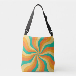 Retro 70s Sunburst Colorful Background Crossbody Bag