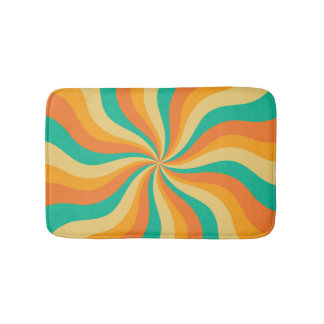 Retro 70s Sunburst Colourful Background Bath Mat
