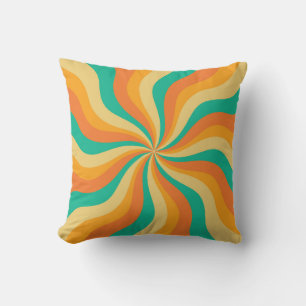 Retro 70s Sunburst Colourful Background Cushion
