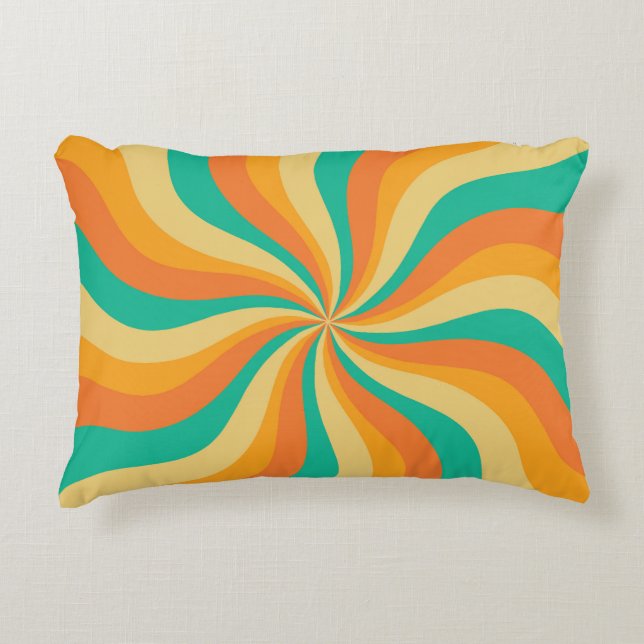 Retro 70s Sunburst Colourful Background Decorative Cushion (Front)