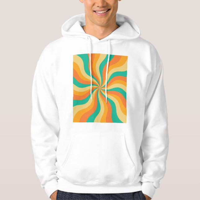 Retro 70s Sunburst Colourful Background Hoodie (Front)
