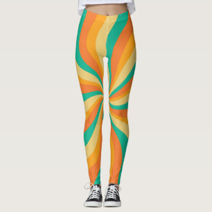 Retro 70s Sunburst Colourful Background Leggings